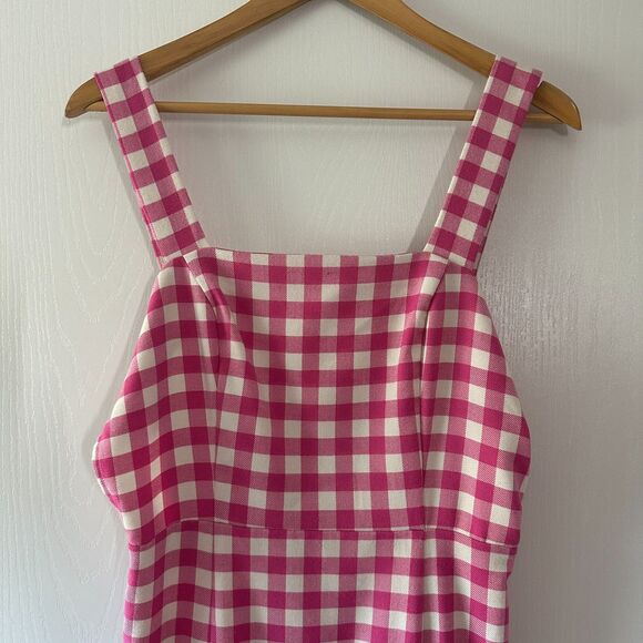 Finders Keepers Pink Gingham Gigi Midi Dress Size 6 - Picture 3 of 9